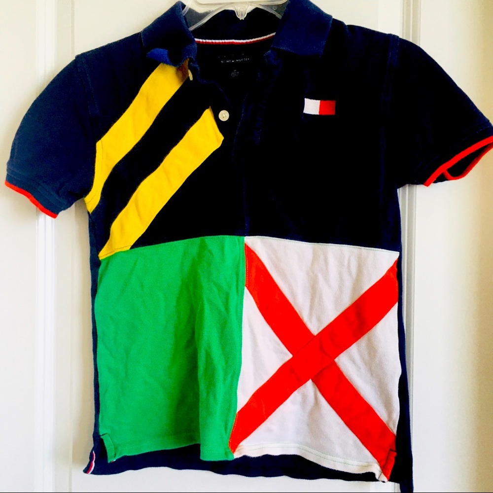 TOMMY HILFIGER boy’s navy polo Tshirt size medium 8-10